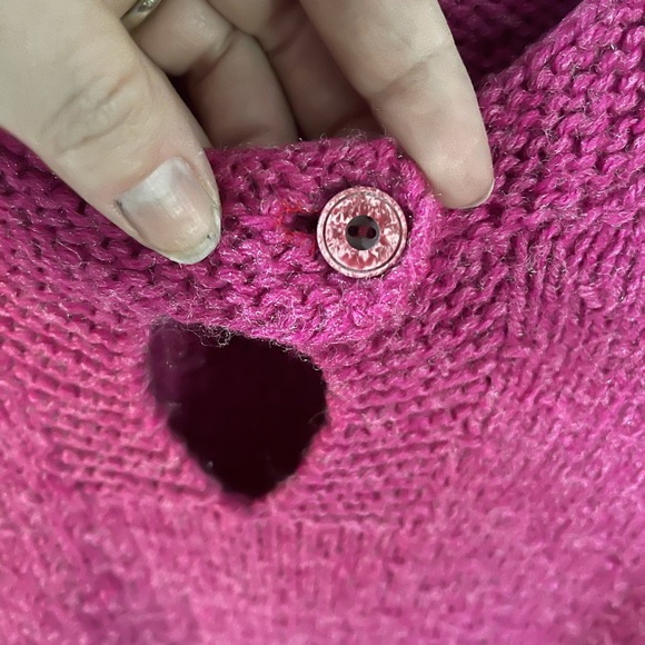 Vintage handmade sweater cozy knit sweater fuscia - Picture 3 of 4
